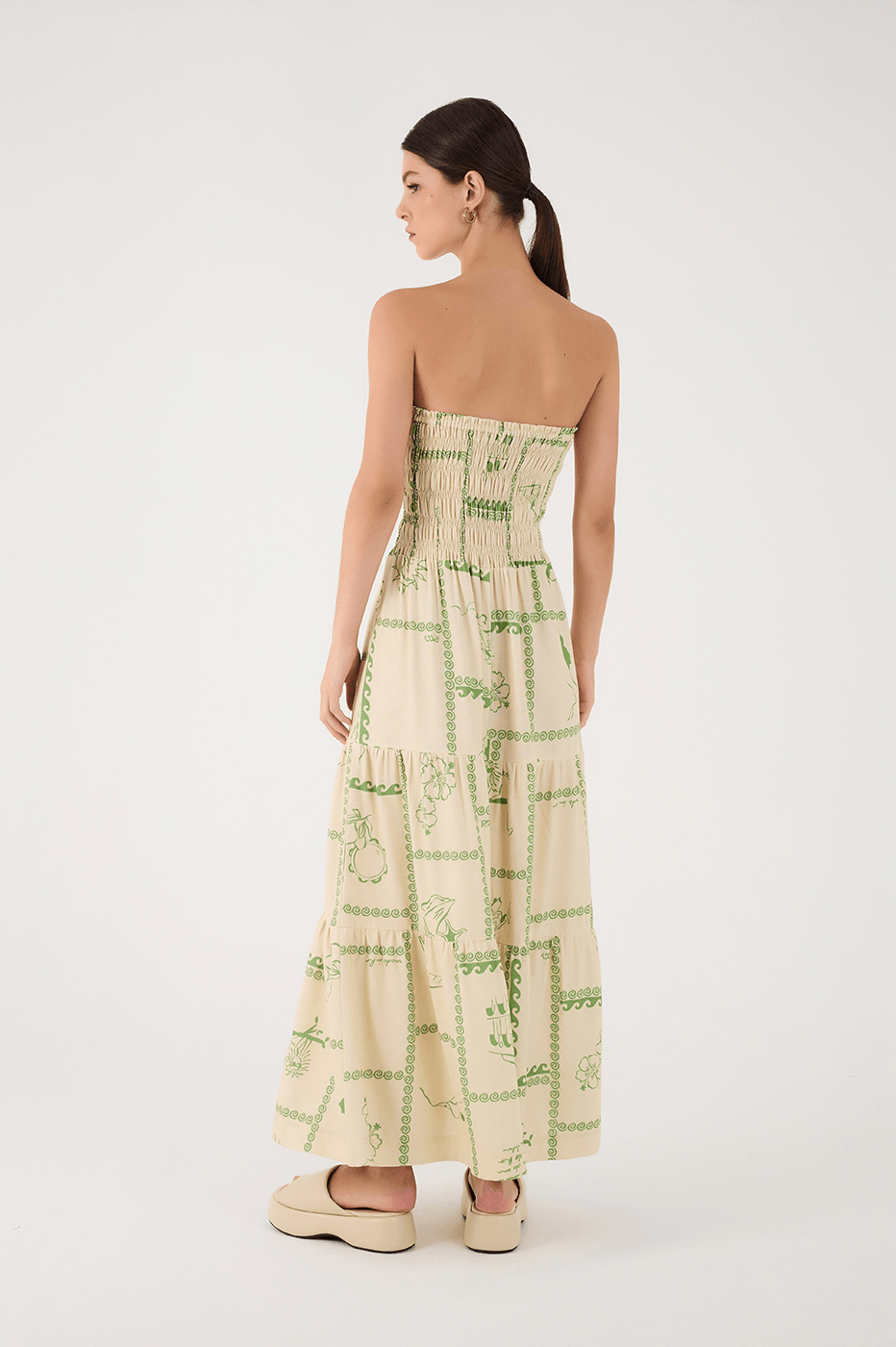 Off-White Rio Strapless Ruched Bodice Maxi Dress_6