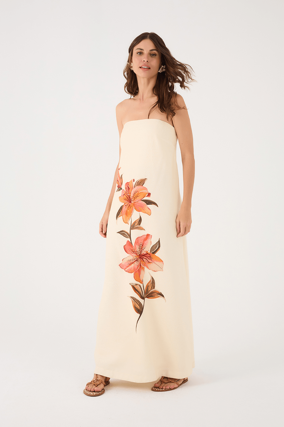 Off-White Polen Strapless Linen Maxi Dress