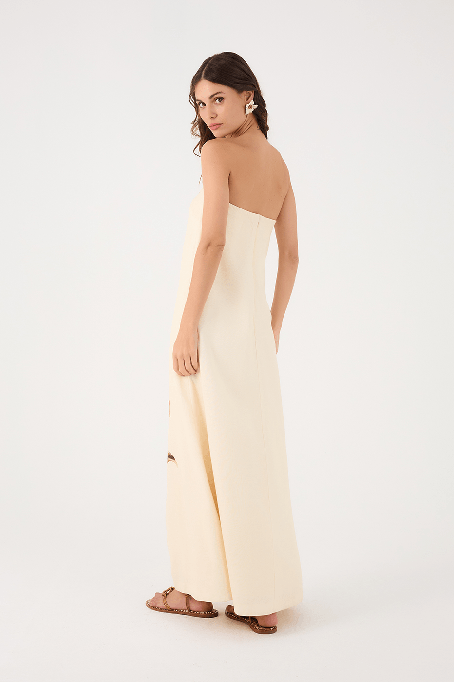Off-White Polen Strapless Linen Maxi Dress