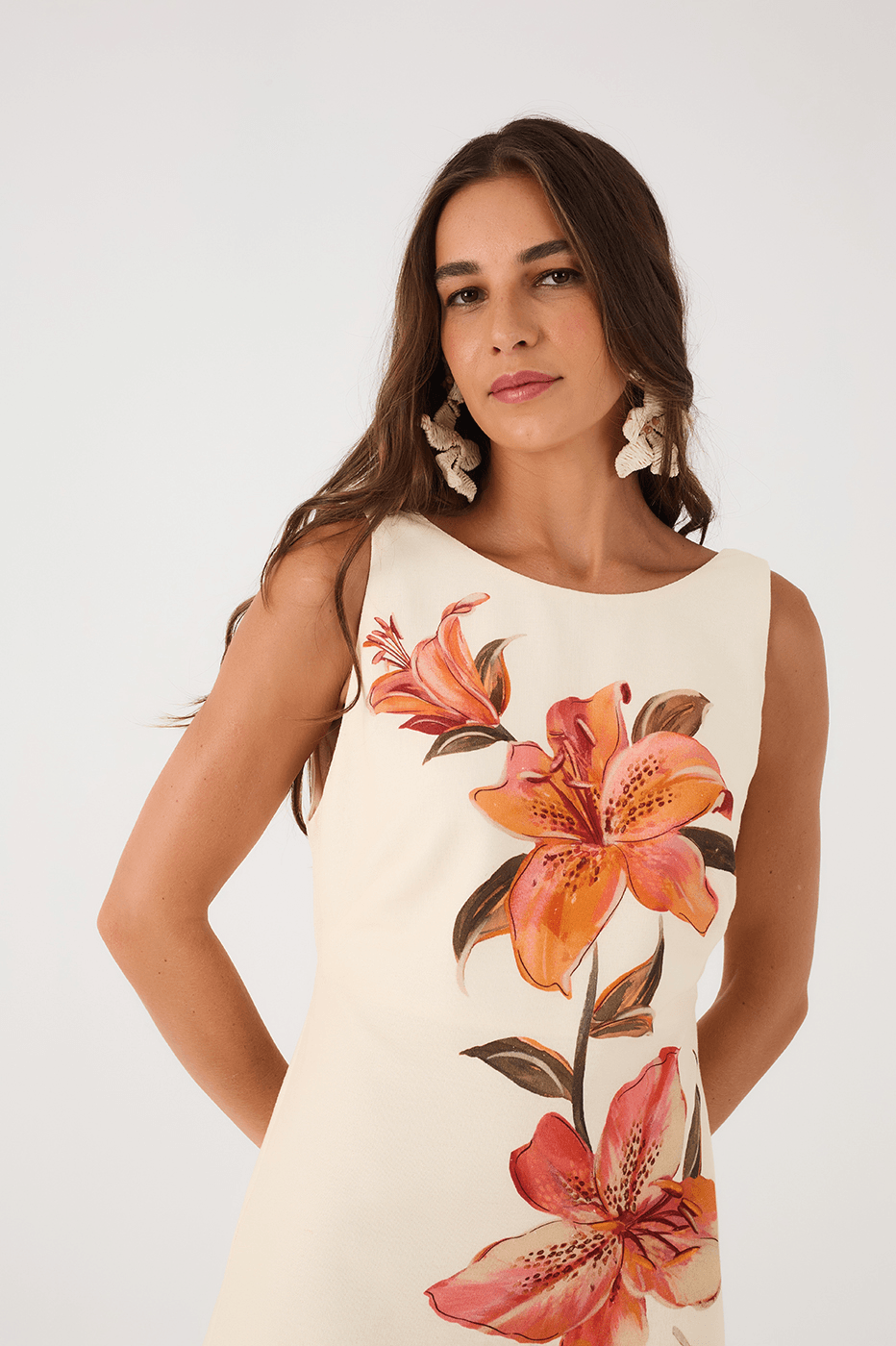 Off-White Polen Sleeveless Open Back Linen Mini Dress