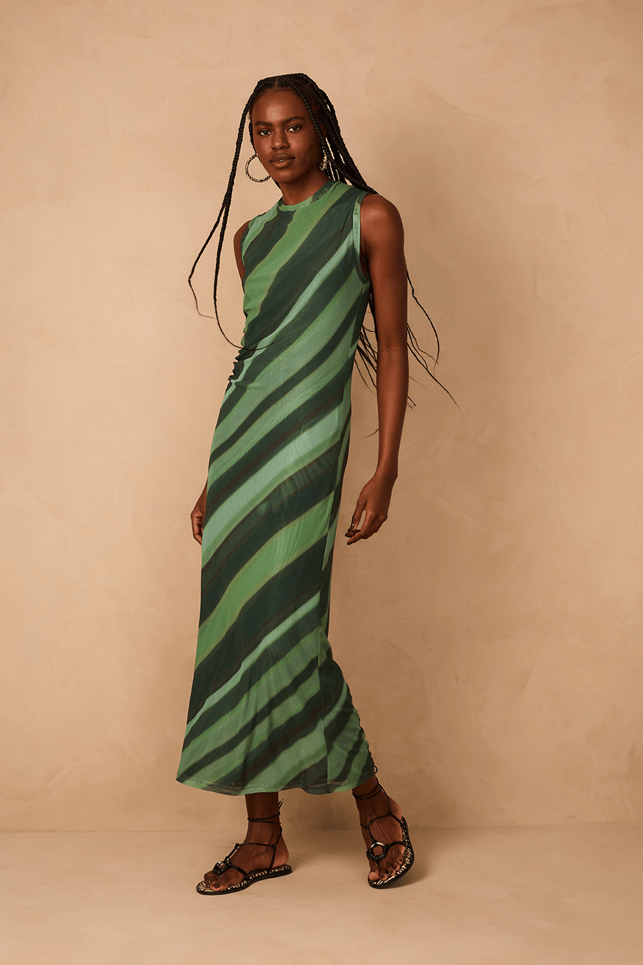Green Floresta Ruched Tulle Maxi Dress_1