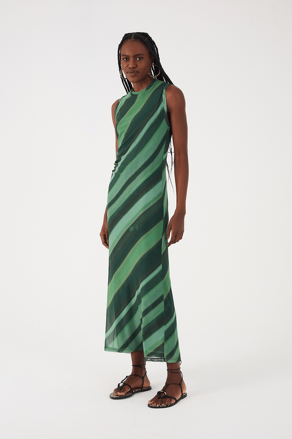 Green Floresta Ruched Tulle Maxi Dress_2
