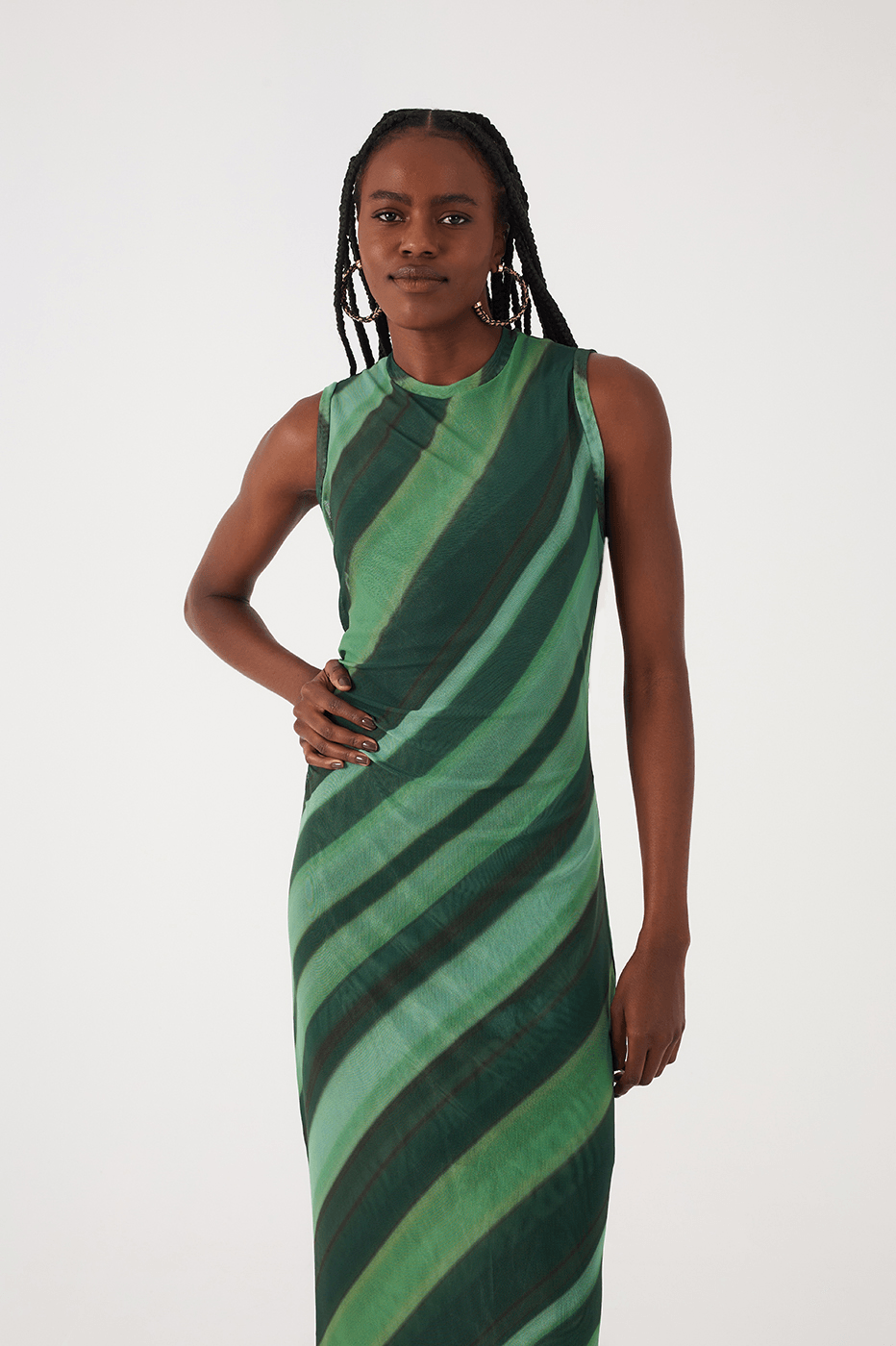 Green Floresta Ruched Tulle Maxi Dress_3