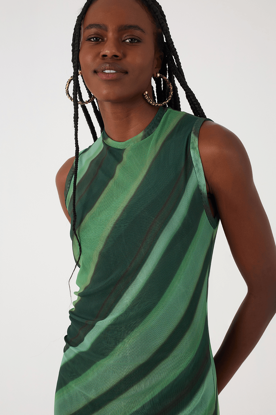 Green Floresta Ruched Tulle Maxi Dress_4