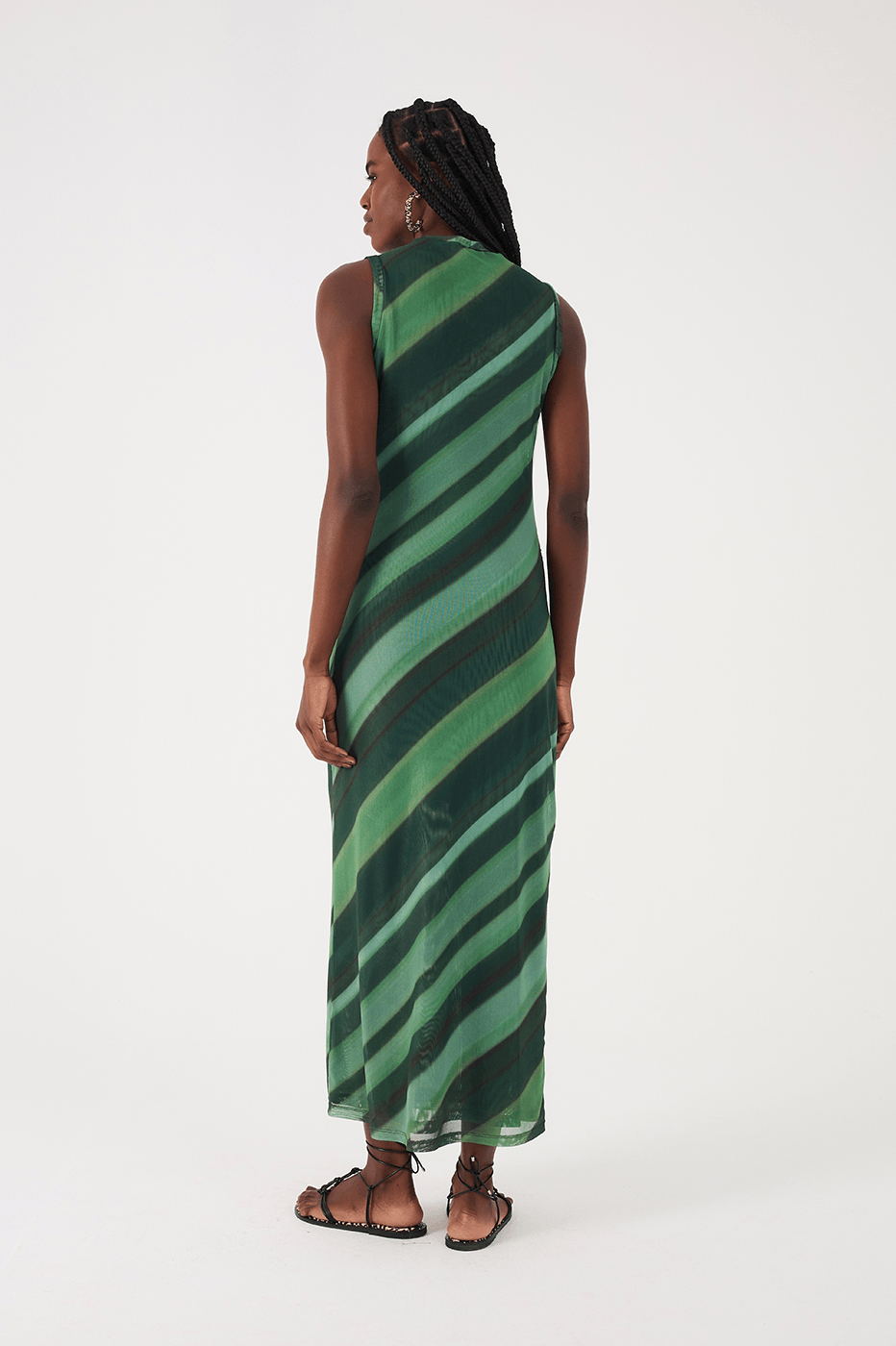 Green Floresta Ruched Tulle Maxi Dress_6