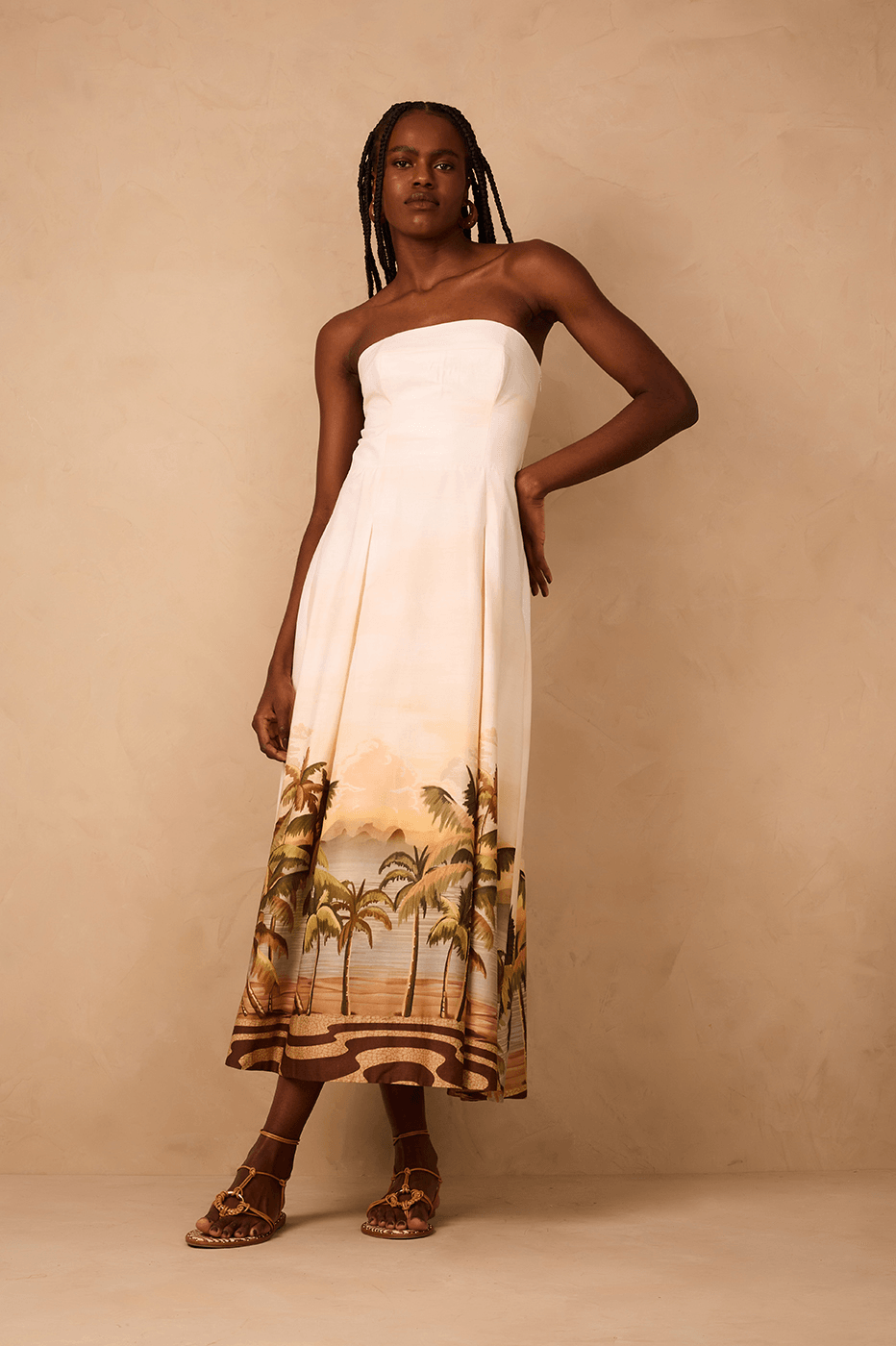 Off-White Fim De Tarde Strapless Smocked Bodice Maxi Dress