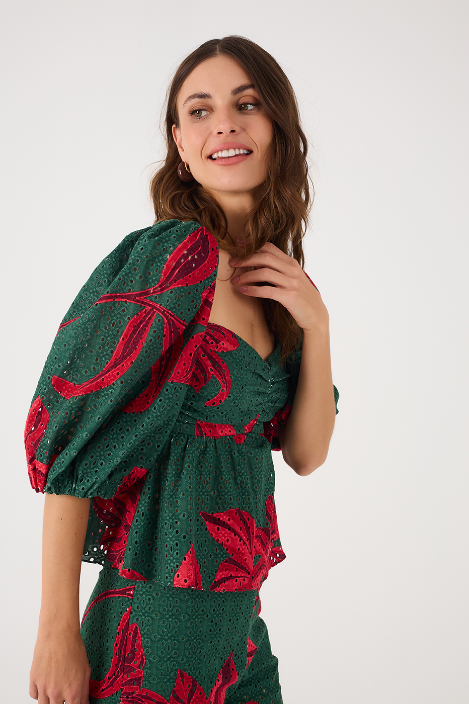 Botânico Print Eyelet Lace Blouse_3