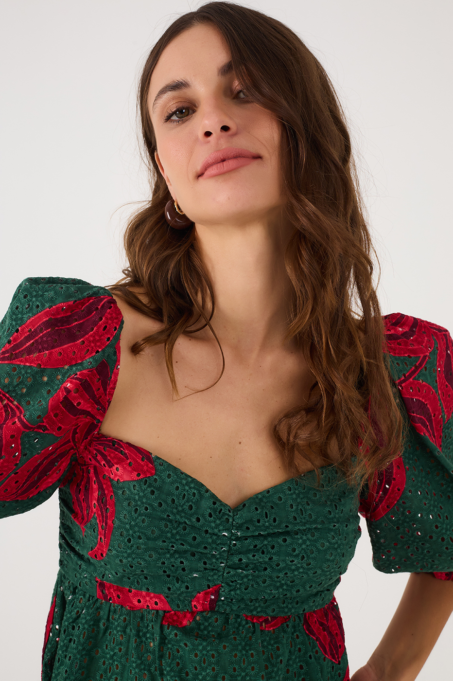 Green and Red Botanic Print Laise Blouse_4