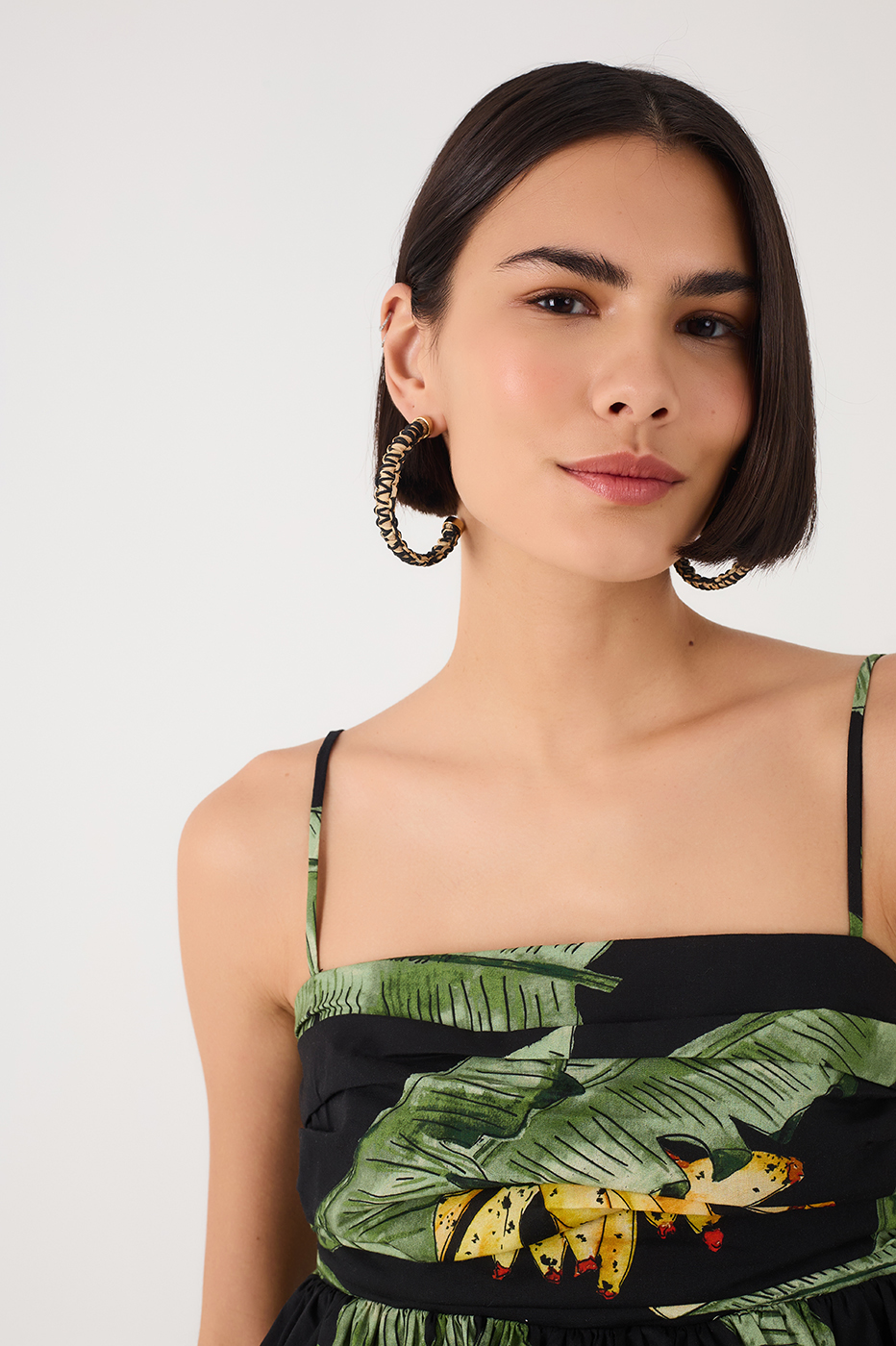 Black Paraiso Square Neck Smocked Peplum Top