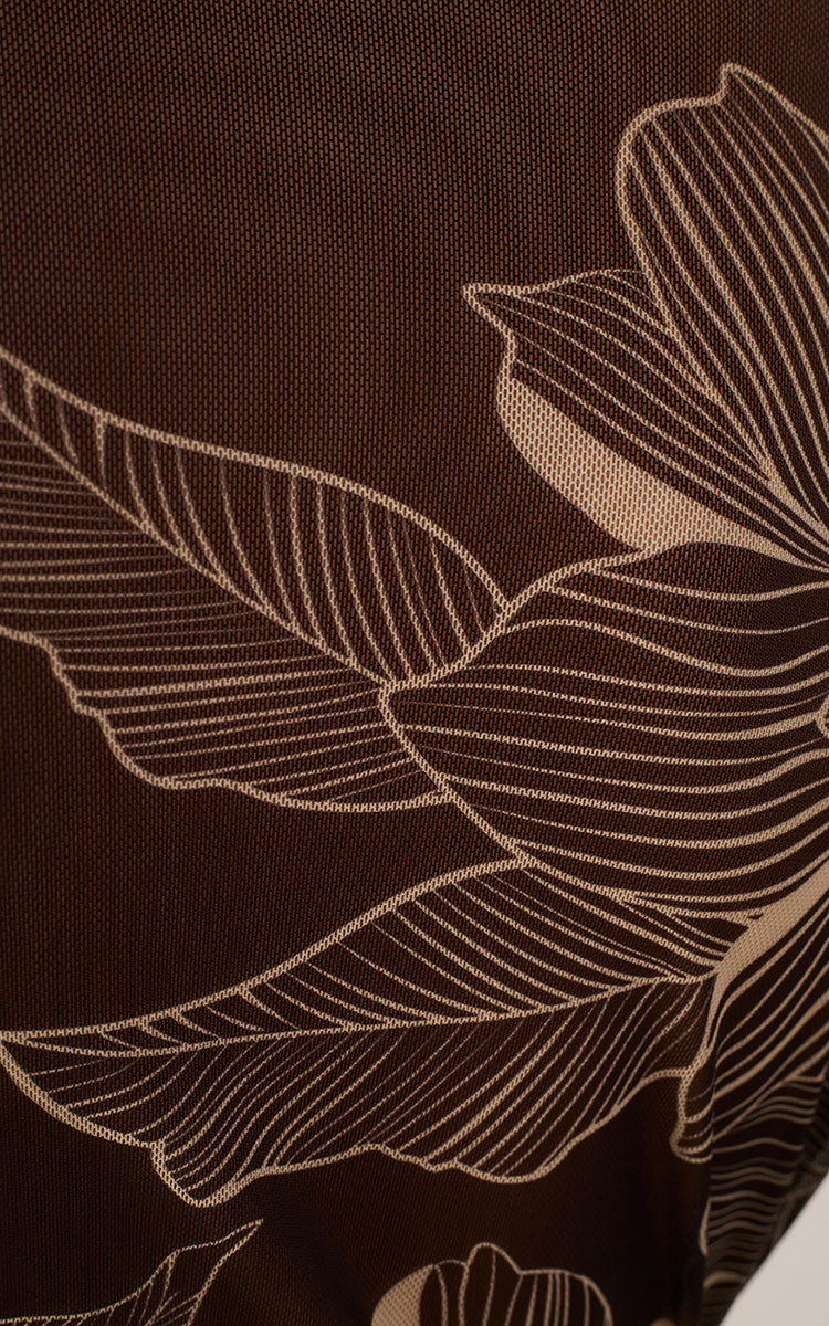 Brown Flora  Tulle Turtleneck