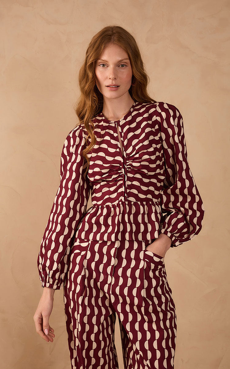 Peplum Tricoline Blouse Copa Print_1