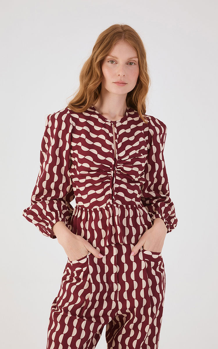 Peplum Tricoline Blouse Copa Print