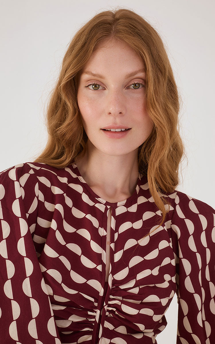 Peplum Tricoline Blouse Copa Print