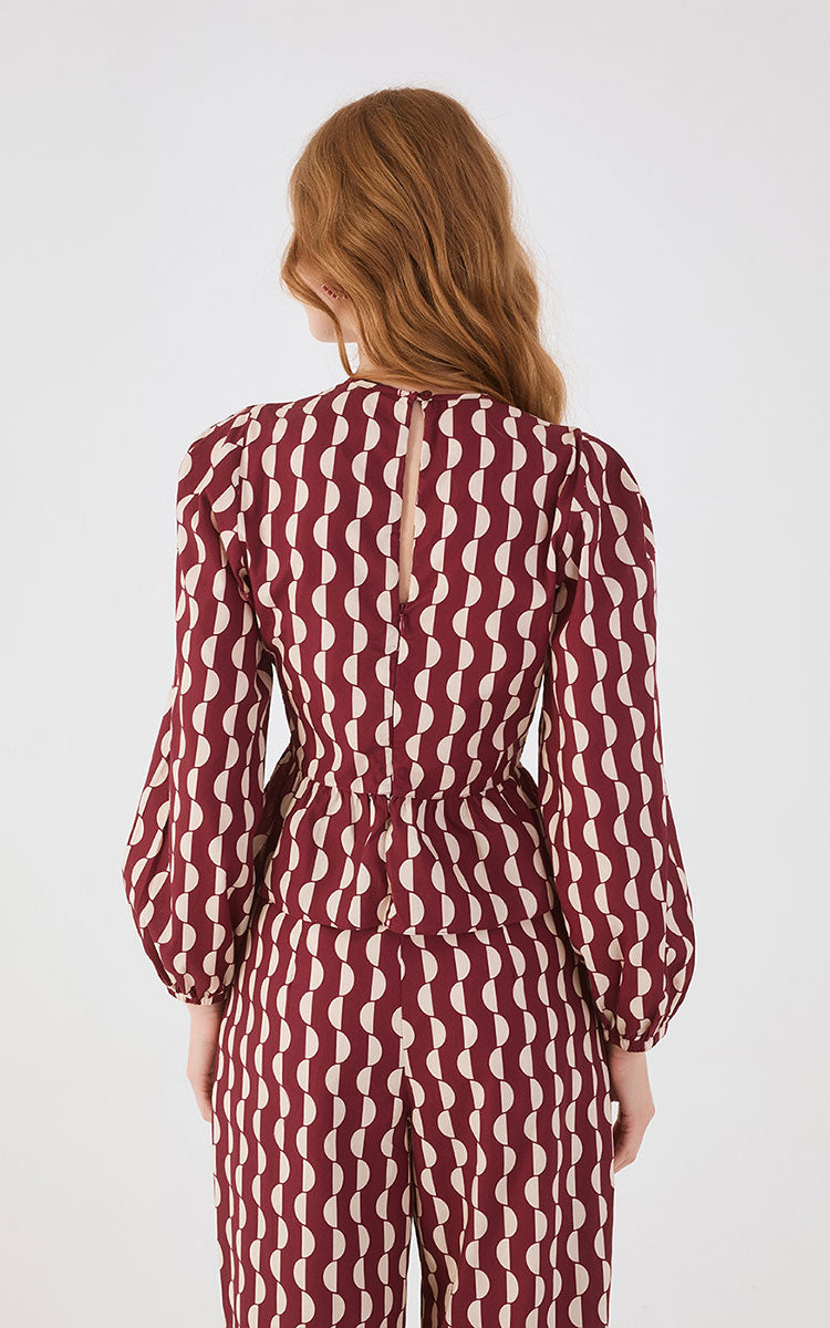Peplum Tricoline Blouse Copa Print