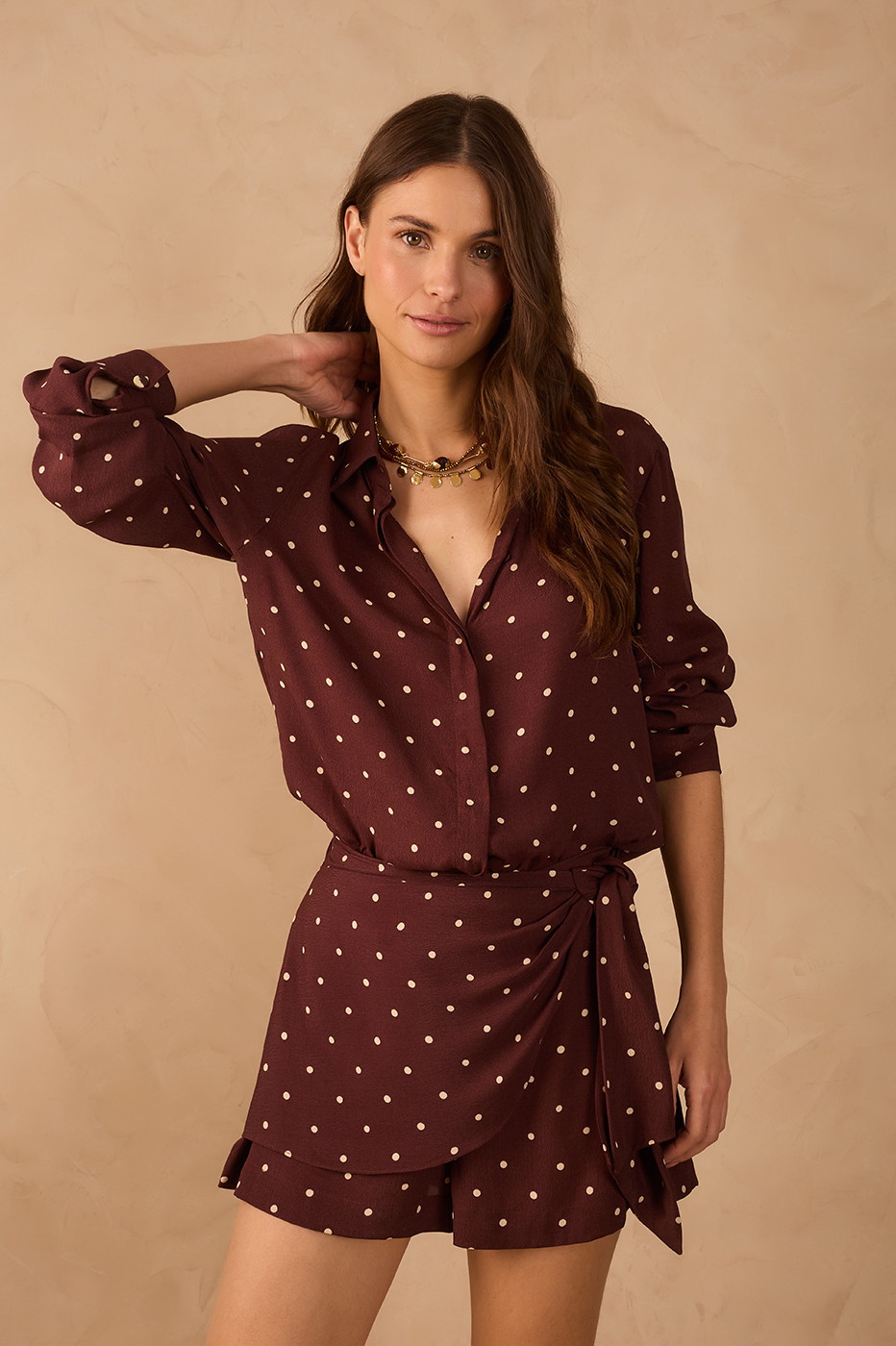 Brown Noite Collared Buttoned Shirt_1