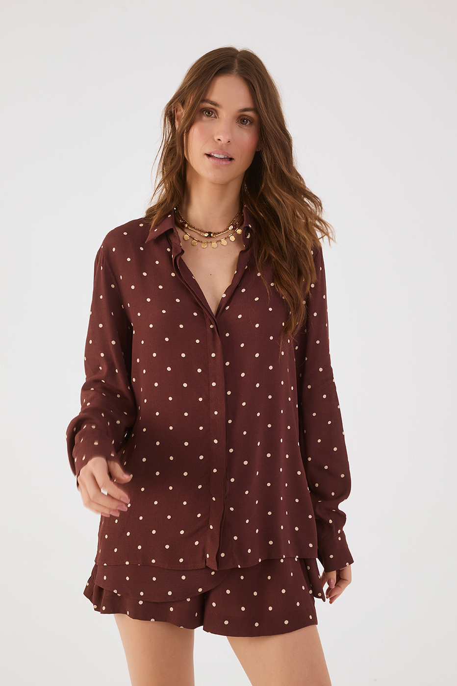 Brown Noite Collared Buttoned Shirt_4