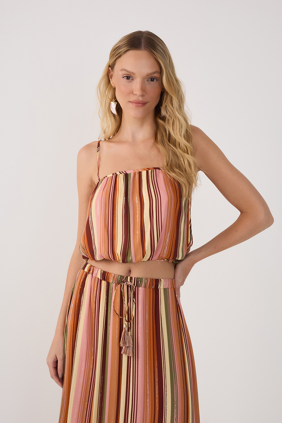 Bosque Print Lurex Balloon Blouse