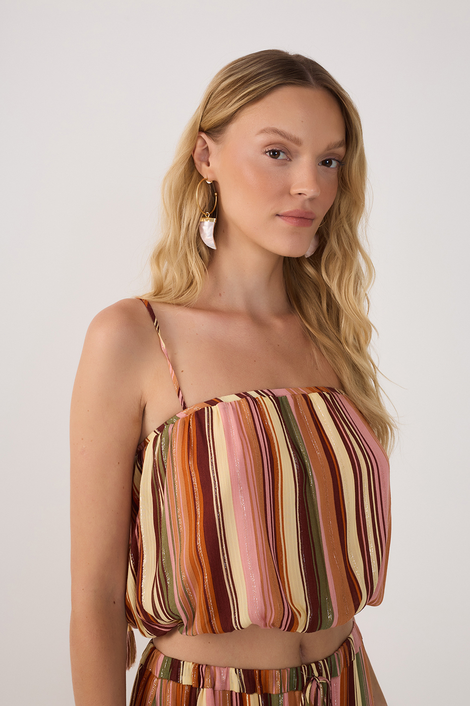 Bosque Print Lurex Balloon Blouse