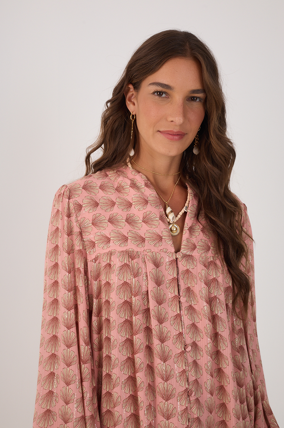 Pink Maresia Lurex Long Sleeve Blouse_3