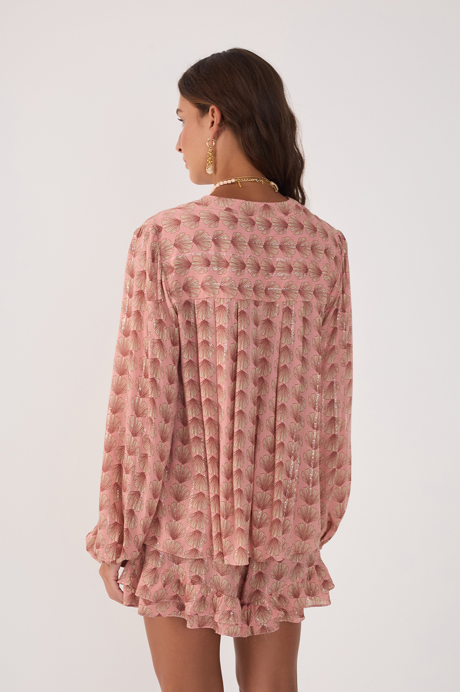 Pink Maresia Lurex Long Sleeve Blouse_5