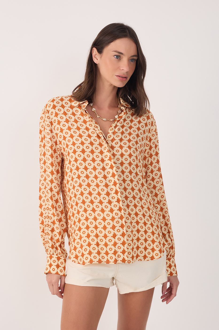 Beige Melissa Buttoned Long Sleeve Shirt_5
