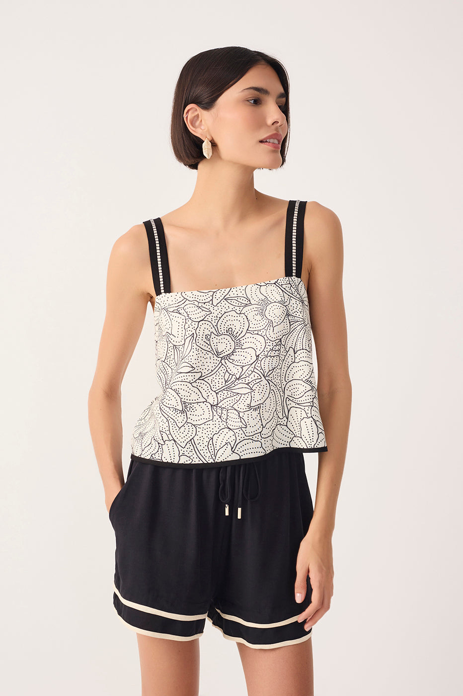 Off-White Ponto A Ponto Straight Neck Linen Top_2