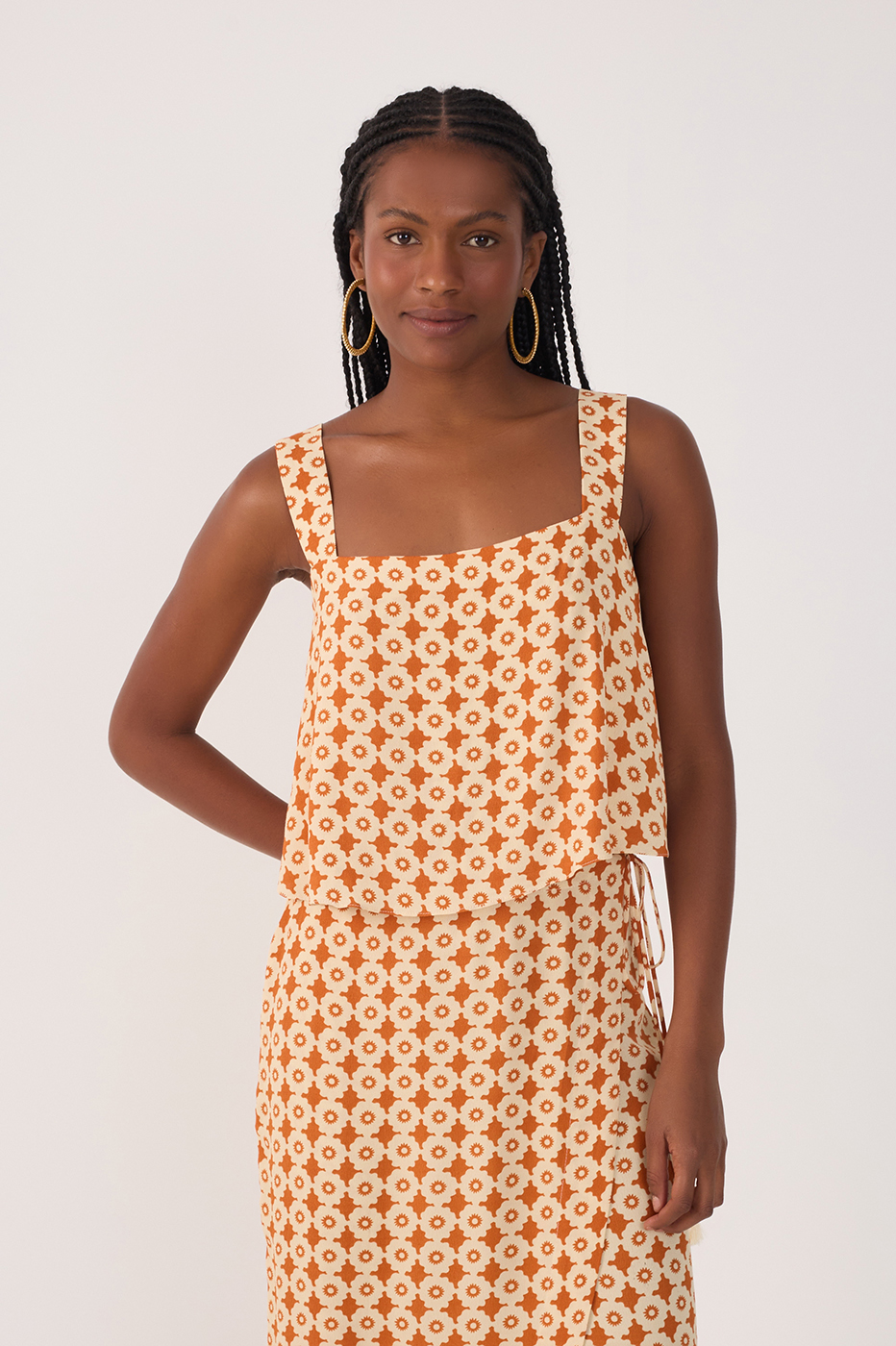 Beige Melissa Back Ties Sleeveless Blouse_2