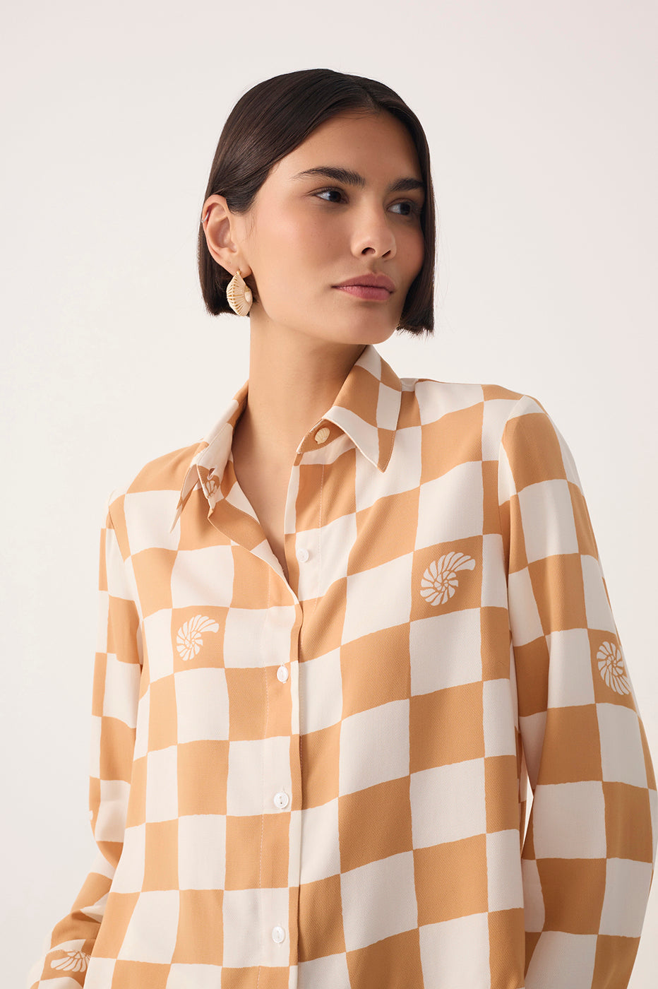 Brown Conchas Buttoned Shirt