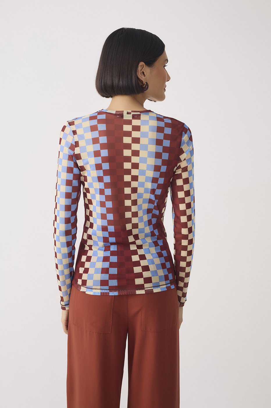 Multicolor Crew Neck Mesh Blouse_5