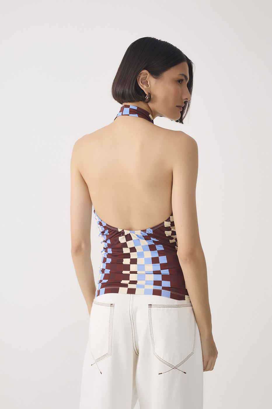 Multicolor Draped Neck Jersey Blouse_6