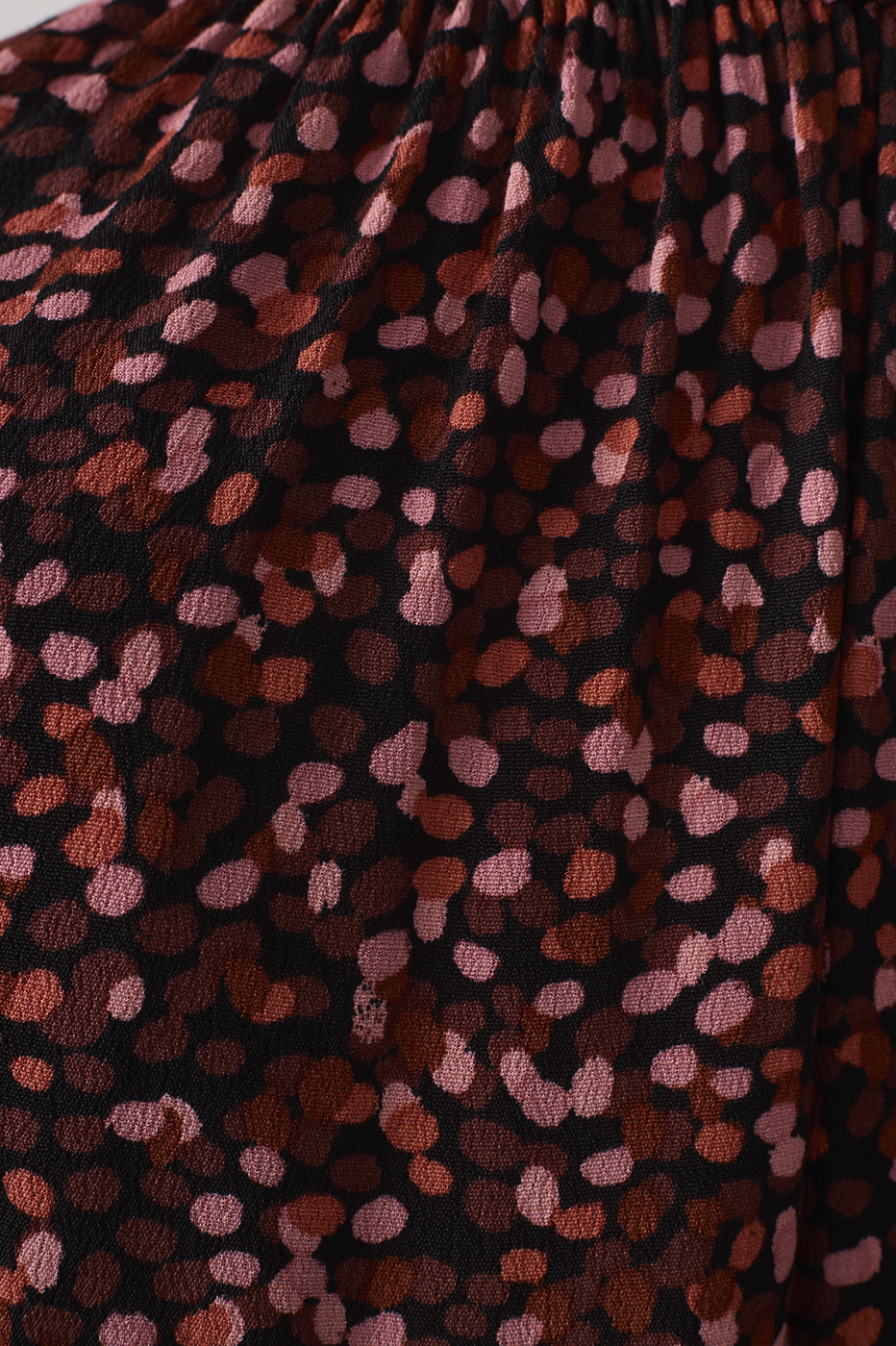 Brown Ceu High Neck Long Sleeve Smocked Blouse_6