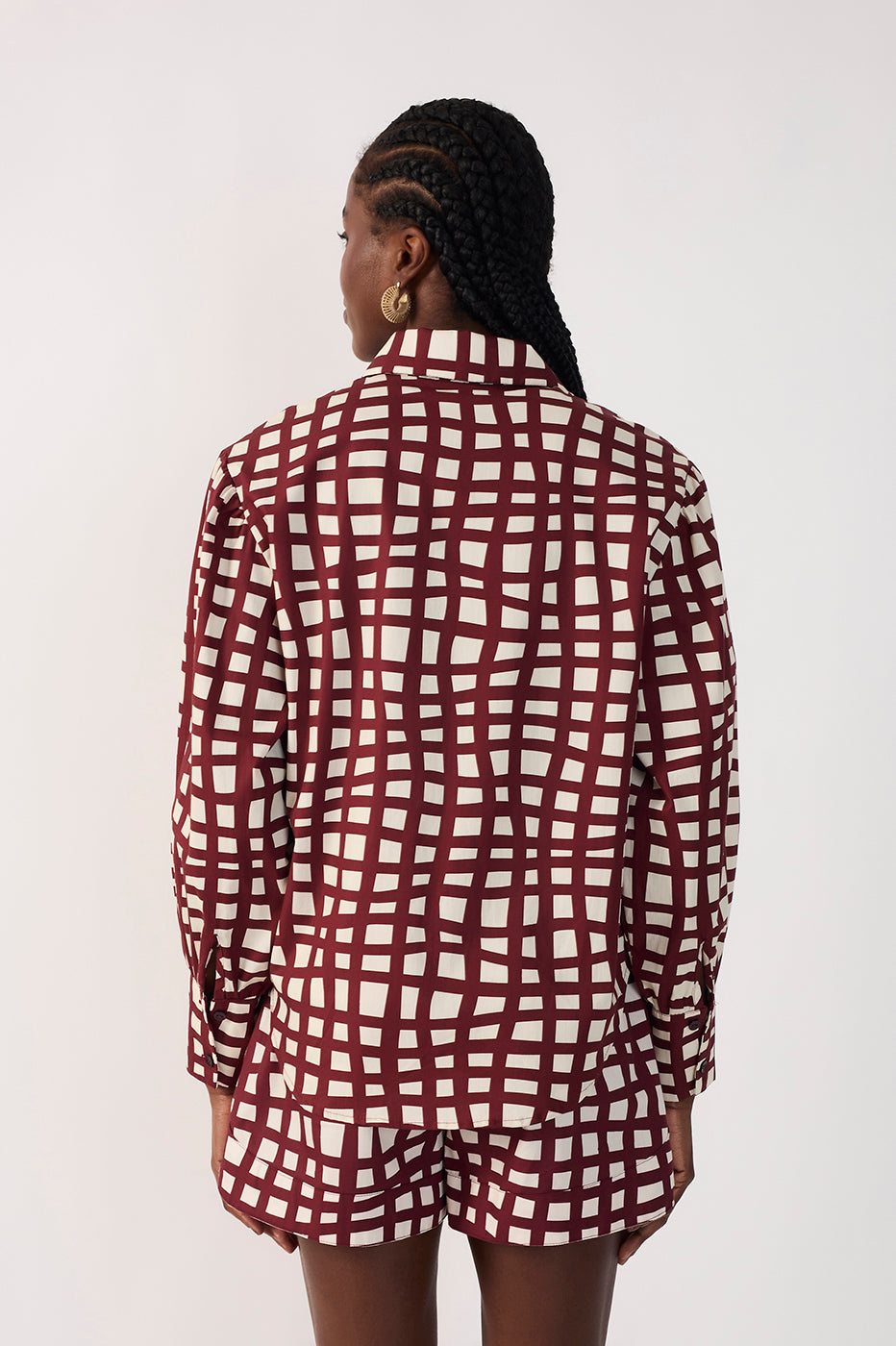 Wine Trama Print Poplin Shirt_7
