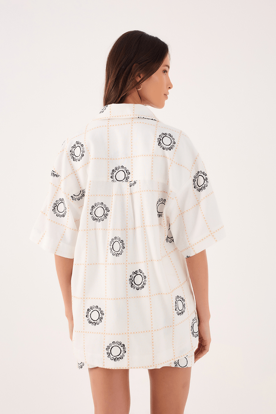 Sun-Embroidered Linen Shirt
