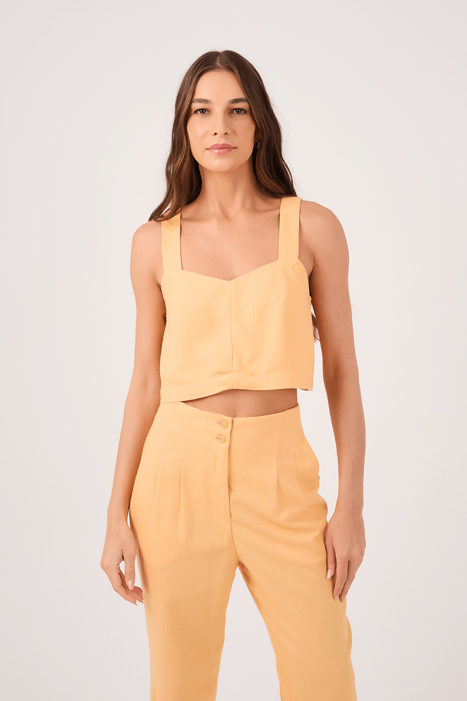 Orange Linen Bust Dart Blouse_3