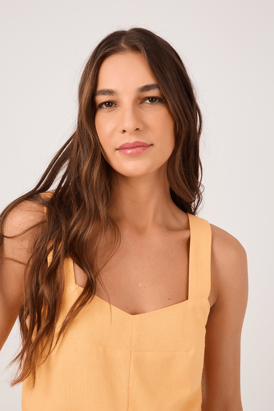 Orange Linen Bust Dart Blouse_4