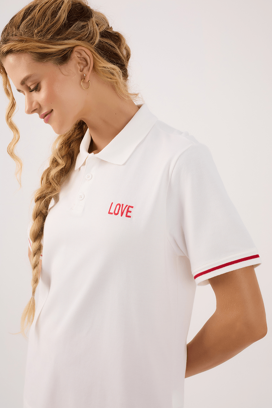 Red Embroidered Polo Shirt_4