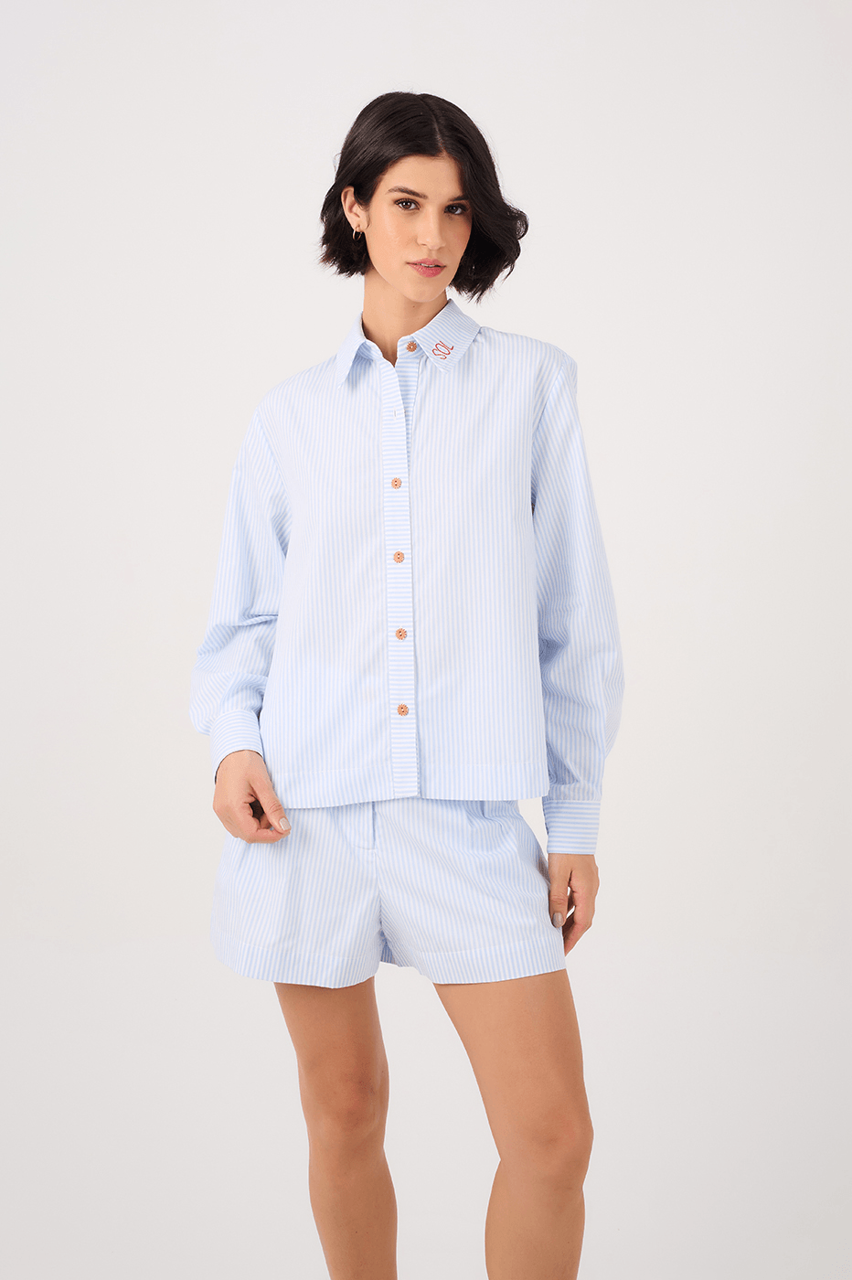 Embroidered Striped Tailored Shirt_2