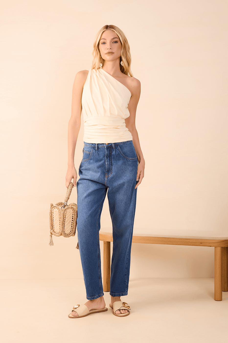 Beige One-Shoulder Blouse_1