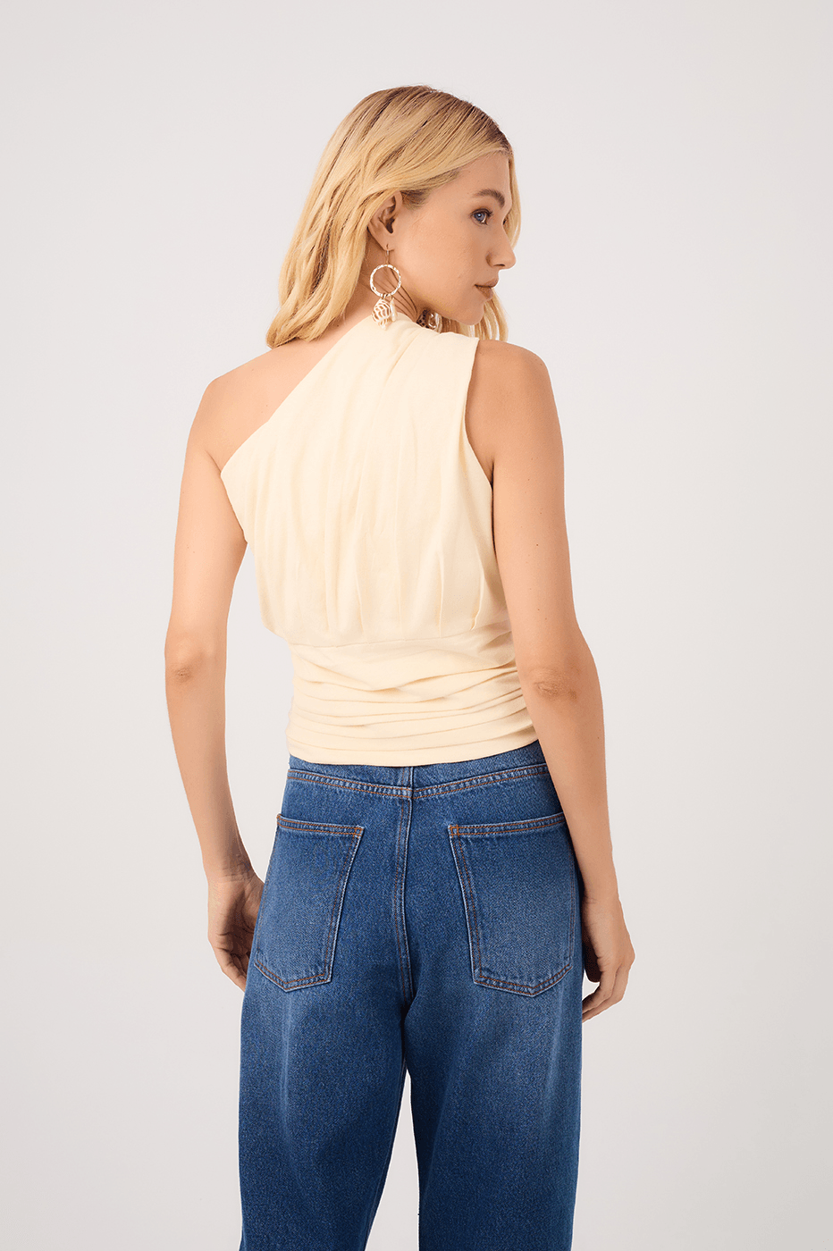 Beige One-Shoulder Blouse_5