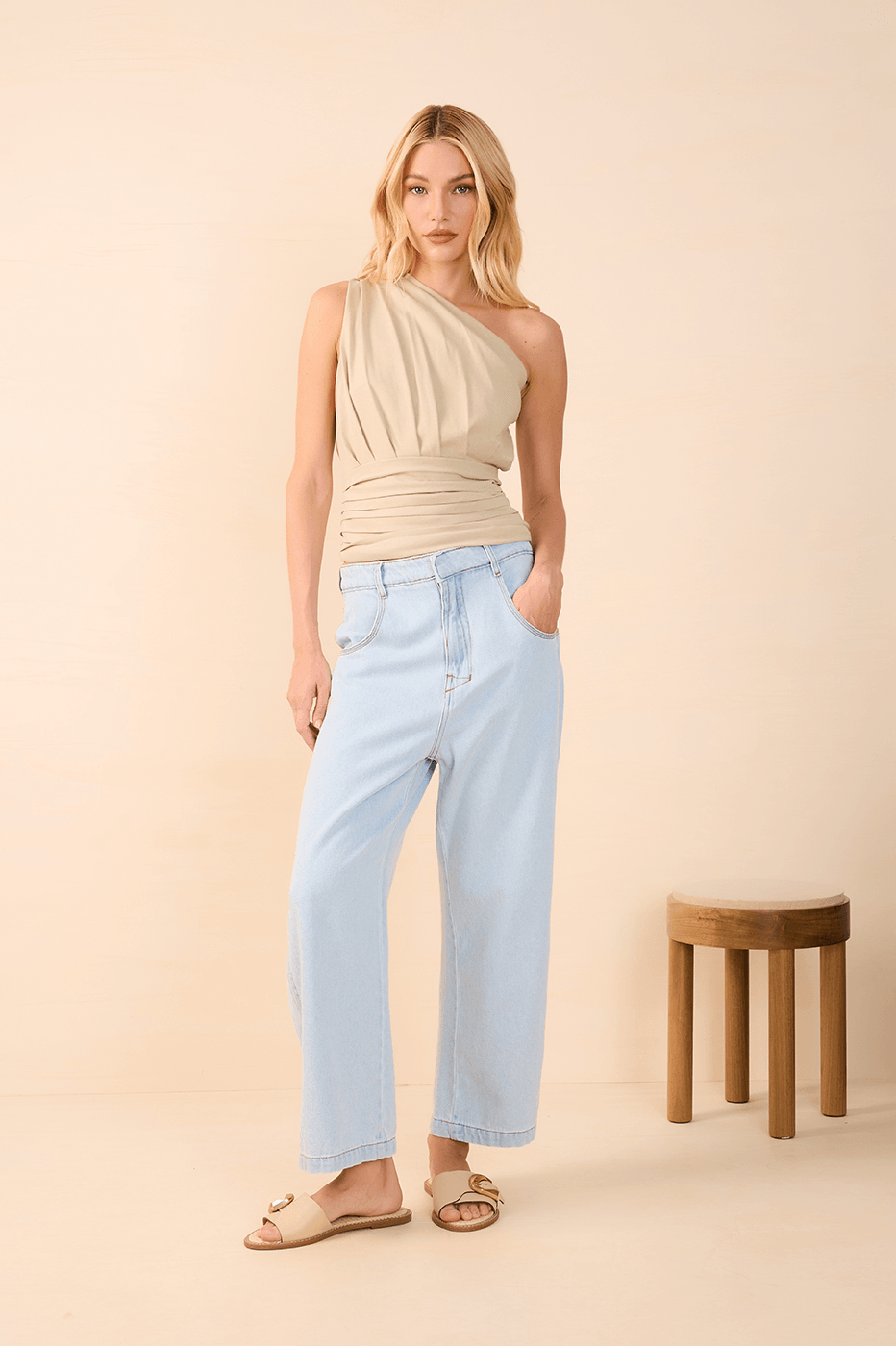 Green One-Shoulder Blouse_1