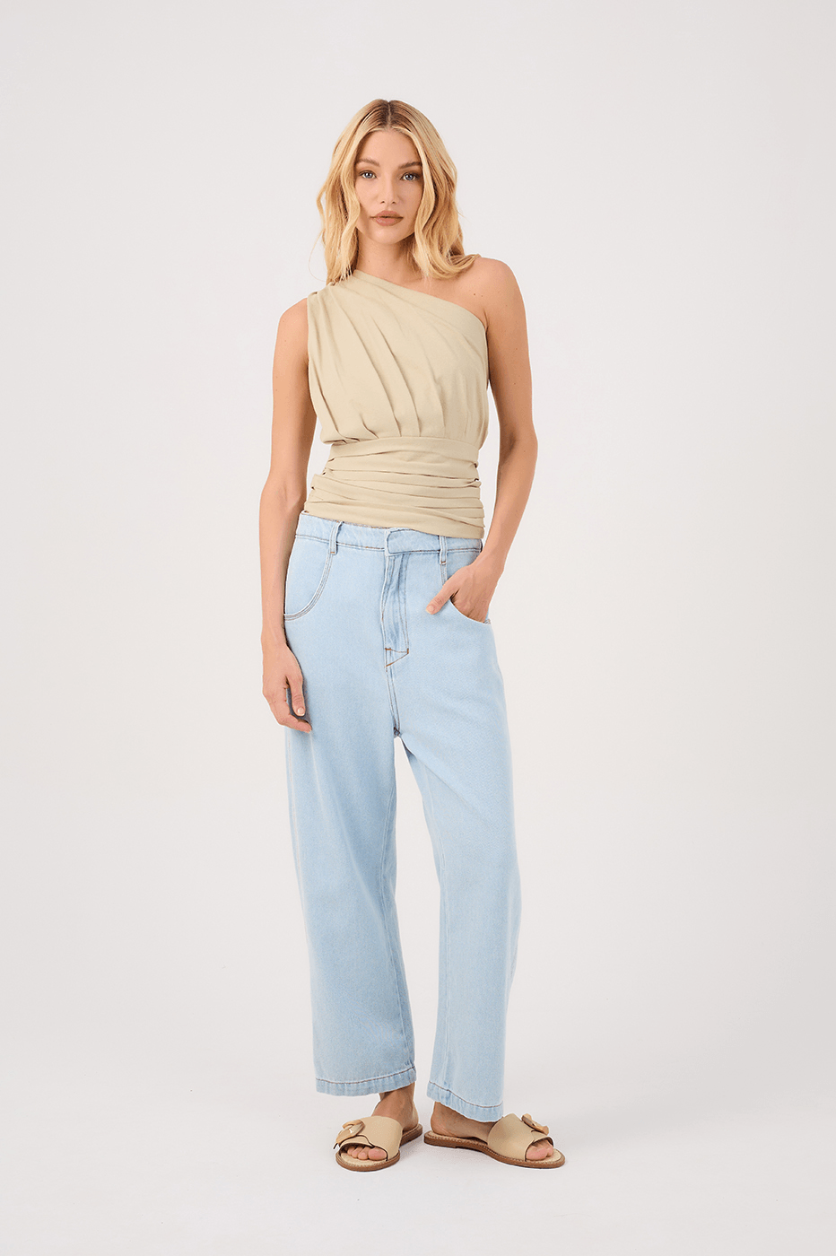 Green One-Shoulder Blouse_2