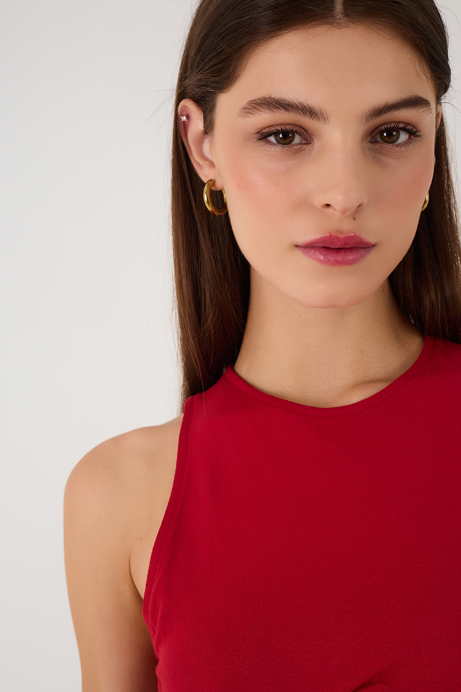 Red Sleeveless Corset Crop Top