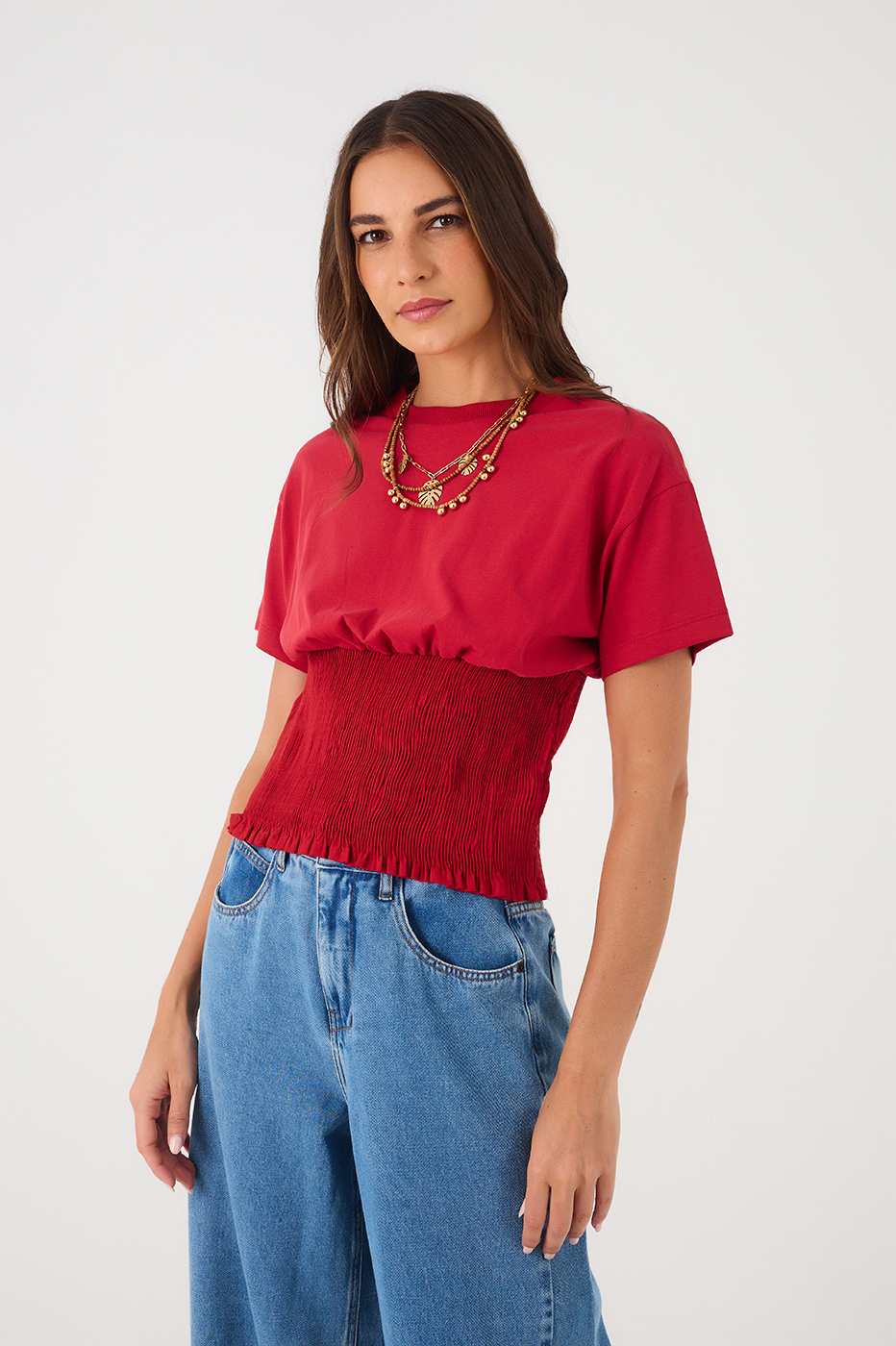 Red Encanto Waist Smocked T-Shirt_2