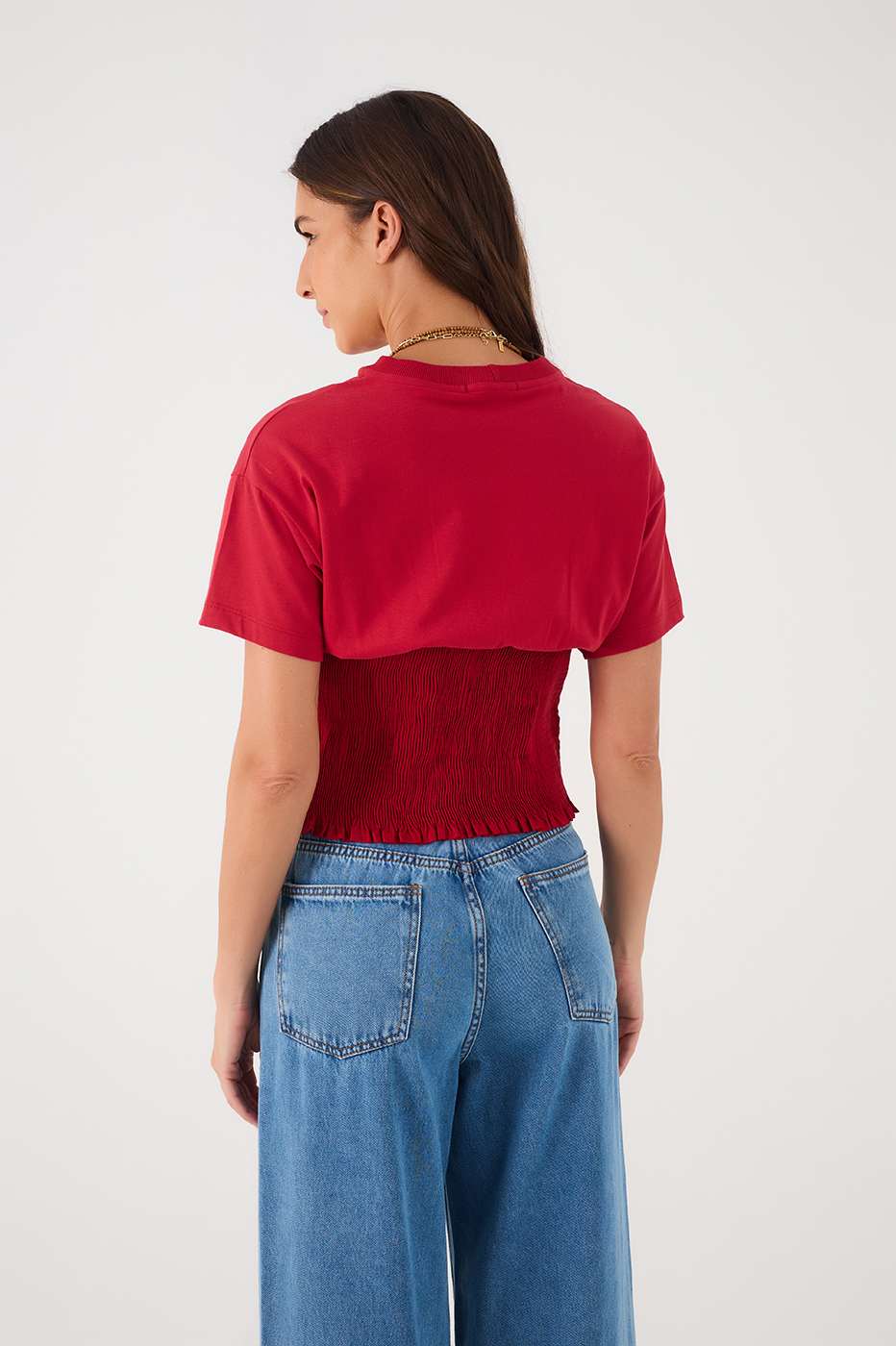 Red Encanto Waist Smocked T-Shirt_5