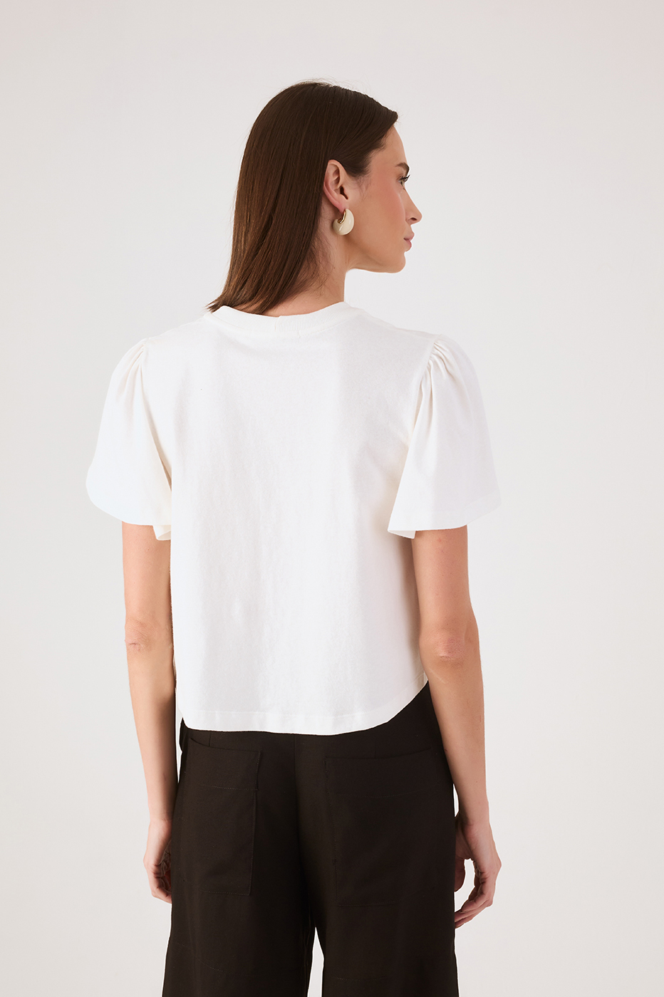 Off-White Pleats Crew Neck Short Sleeve Blouse_6