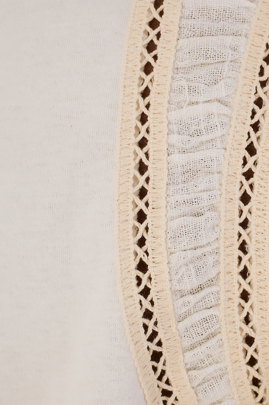 Off-White Crew Neck Lace Puff Sleeve Blouse_7