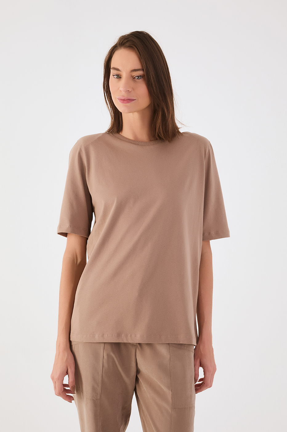 Grey Mirante Crew Neck Short Sleeve Padded Shoulders T-Shirt