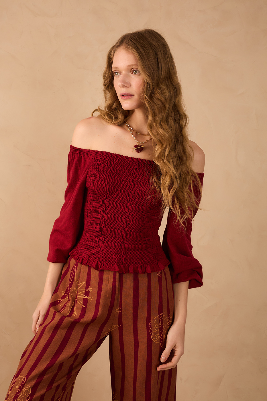 Smocked Sleeve Knit Blouse_1