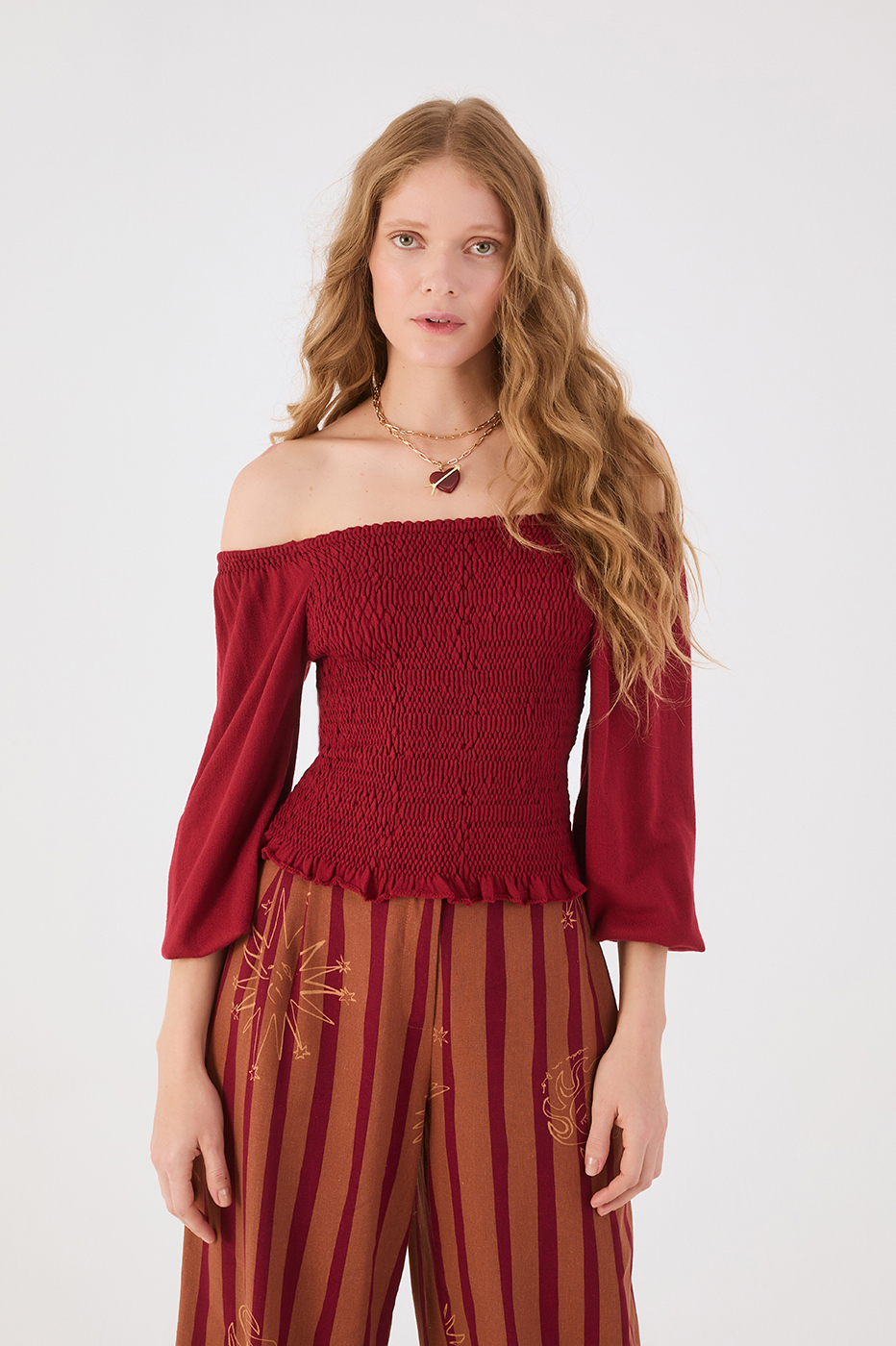 Smocked Sleeve Knit Blouse_2