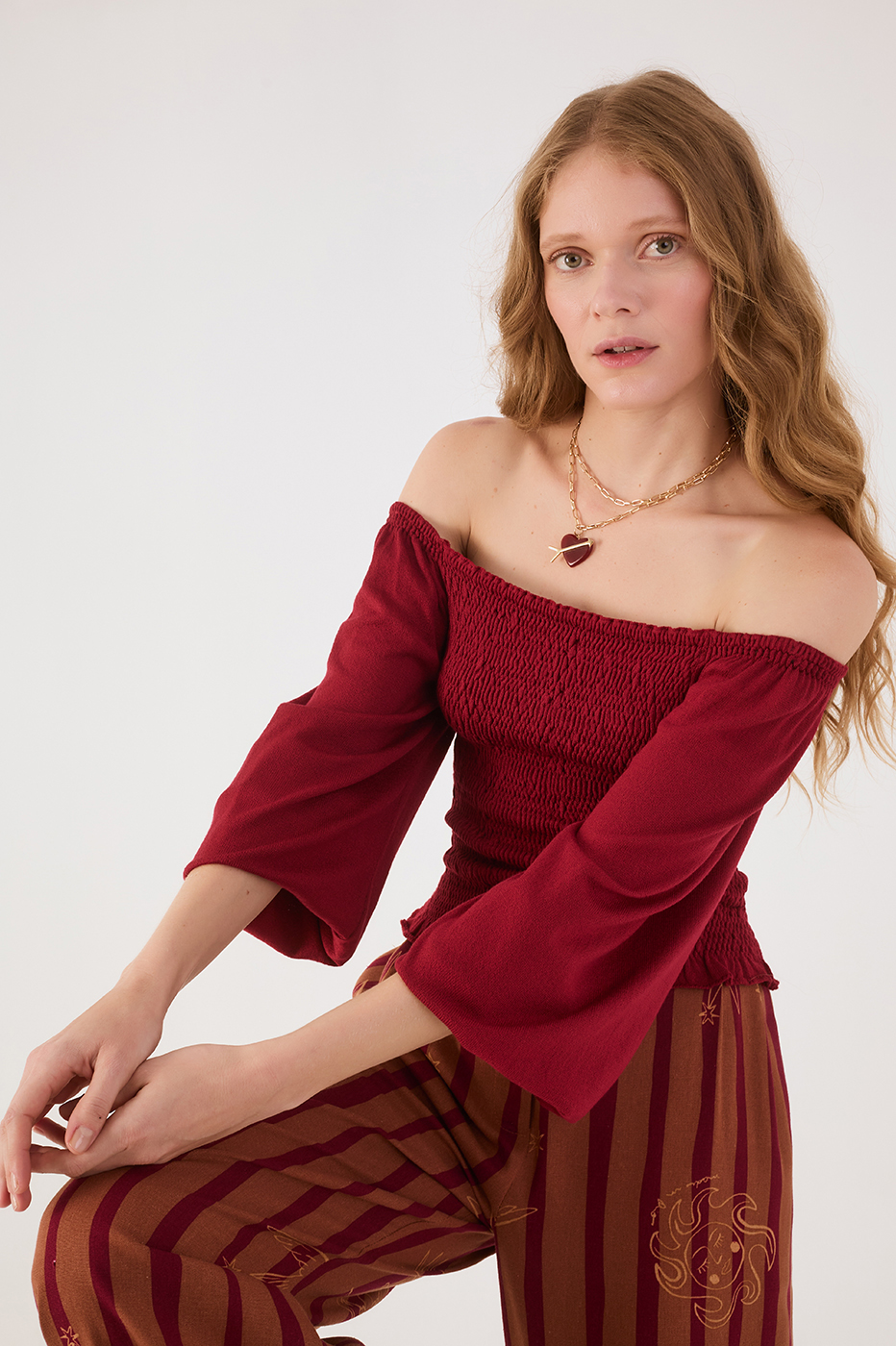 Smocked Sleeve Knit Blouse_3